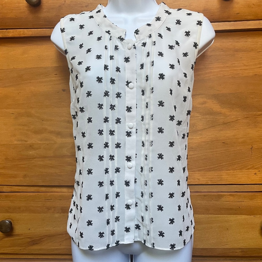 French Connection Sleeveless White  Embroidered Top Size 6